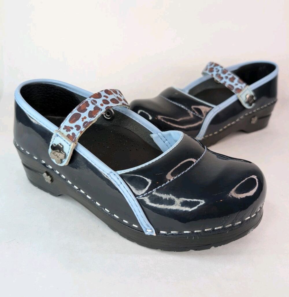 KOI By Sanita Danish Clogs Patent Leather Blue Comfortable Cushiones Shoes 6 US